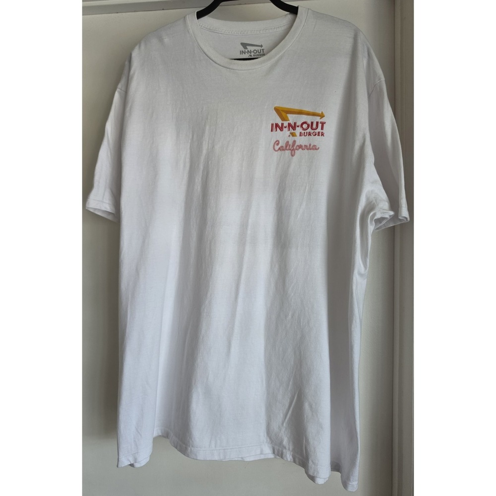 In-N-Out Burger T-Shirt XXL White Graphic Short Sleeve Cotton USA Retro Tee